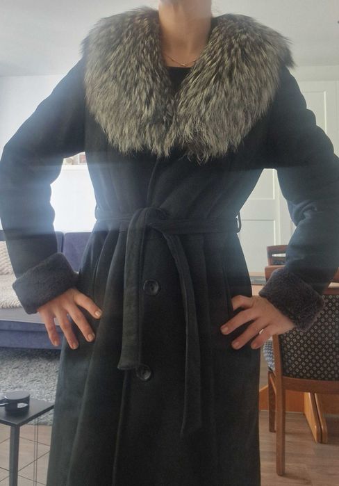 Damski zimowy płaszcz z owczej skóry, futro- lis