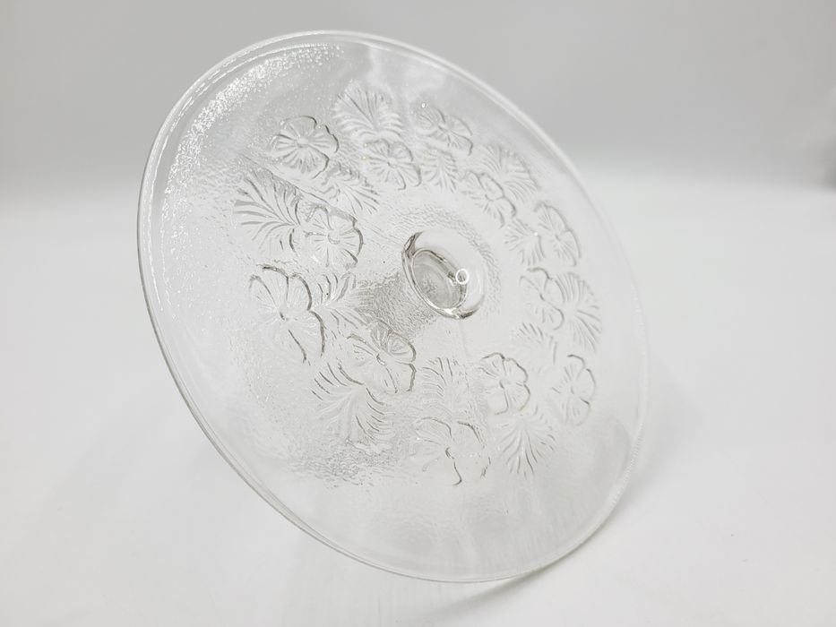 Szklana, stara patera tortownica Jaskry i bratki HSG Ząbkowice