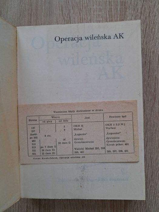 "Operacja wileńska AK" Roman Korab-Żebryk