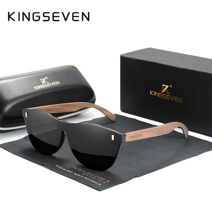 Сонцезахисні окуляри Kingseven (Оригінал) Поляризація  Дерев'яні дужки
