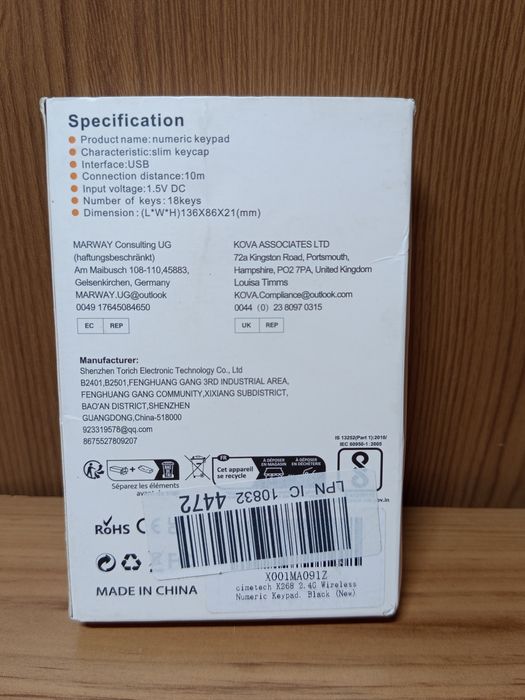 Bezprzewodowa klawiatura numeryczna Cimetech Mini NUME.