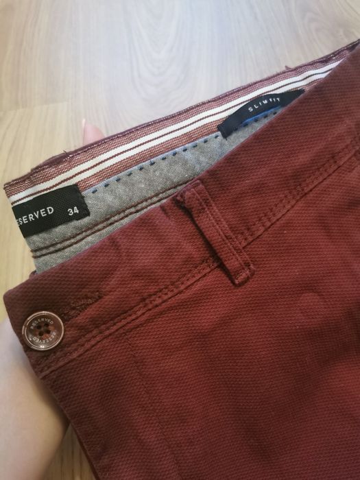 Eleganckie wyjściowe spodnie męskie bordowe