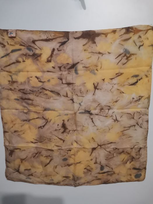 Artys Handmade chusta, apaszka 100% Silk, odcienie brązu