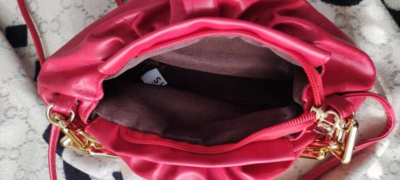 NOWOŚĆ! Piękna czerwona torebka TORBA damska marszczona Prezent Święta