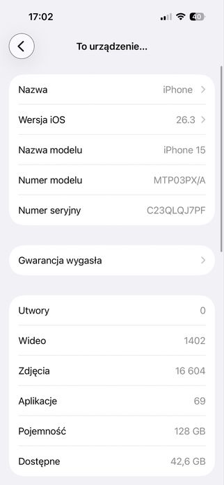 Iphone 15 128 gb czarny
