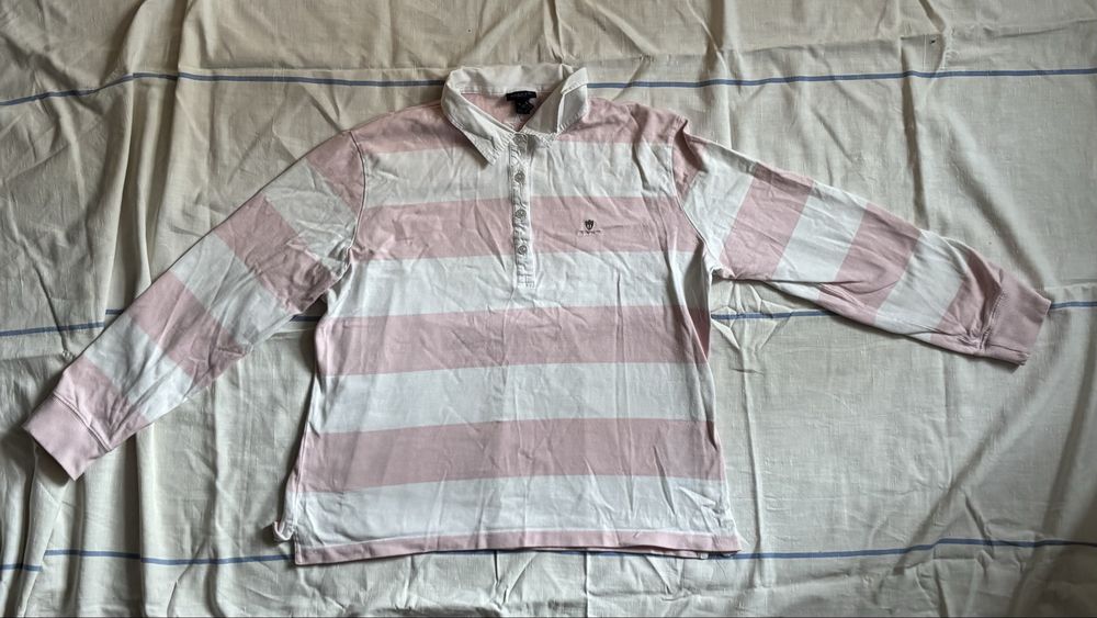 Жіноче поло GANT Woman, 2XL, рожево-біле, довгий рукав
