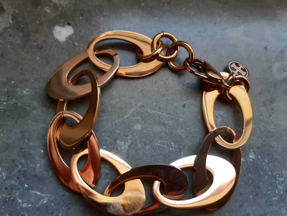 Pulseira em aço dourado rosa inoxidável, Nunca usada