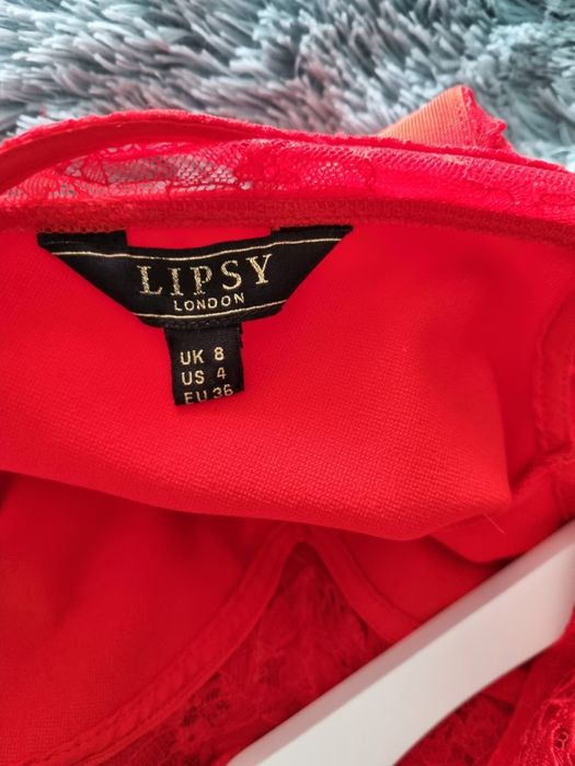 Lipsy czerwona ołówkowa sukienka  koronka SM