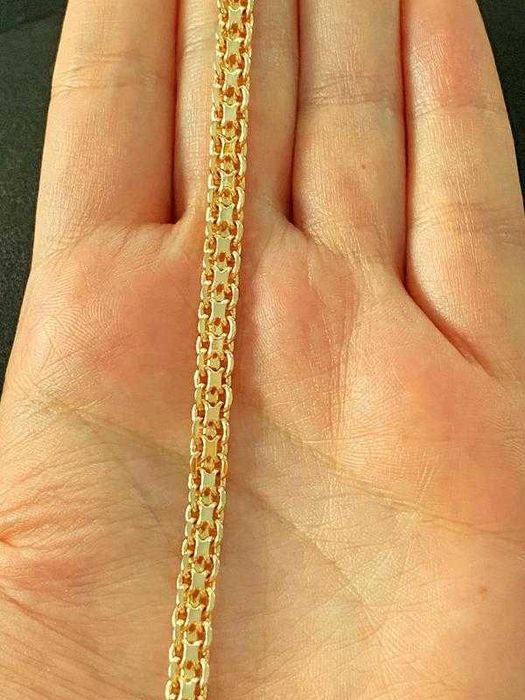 Позолоченная Цепочка "Панцирное Плетение" + Крестик +Браслет. Позолота