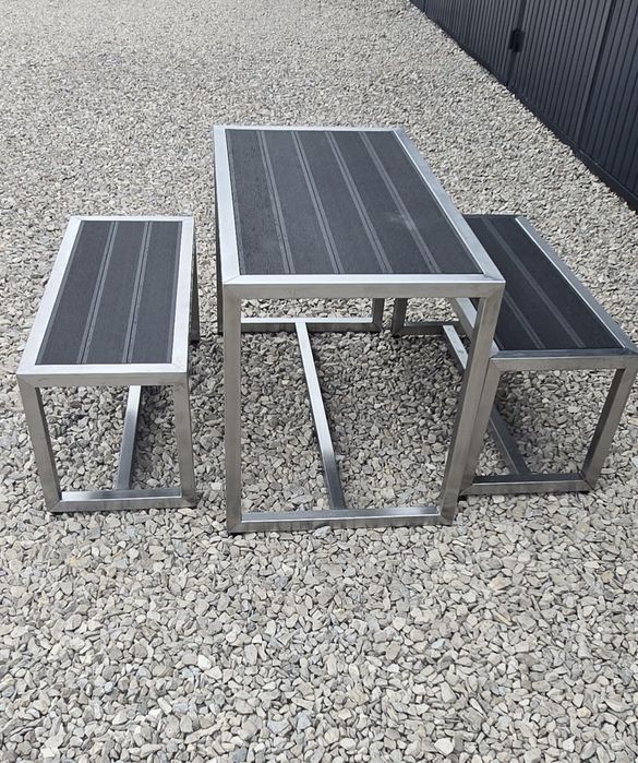 Komplet mebli ogrodowy stal nierdzewna inox