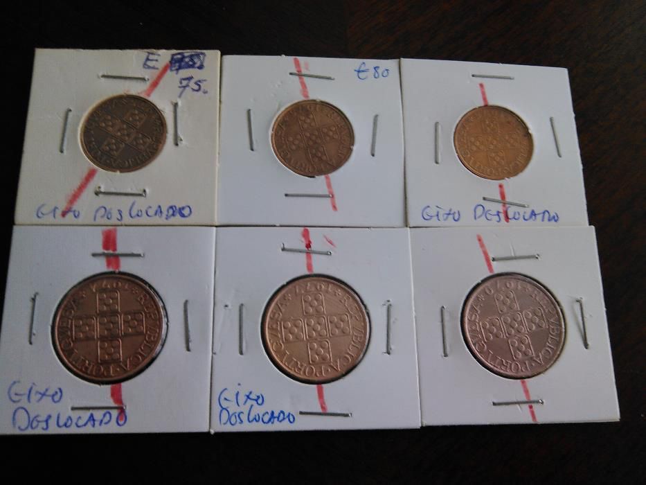 Moedas com eixo deslocado/defeito de cunhagem/erros de cunho (são 21)*
