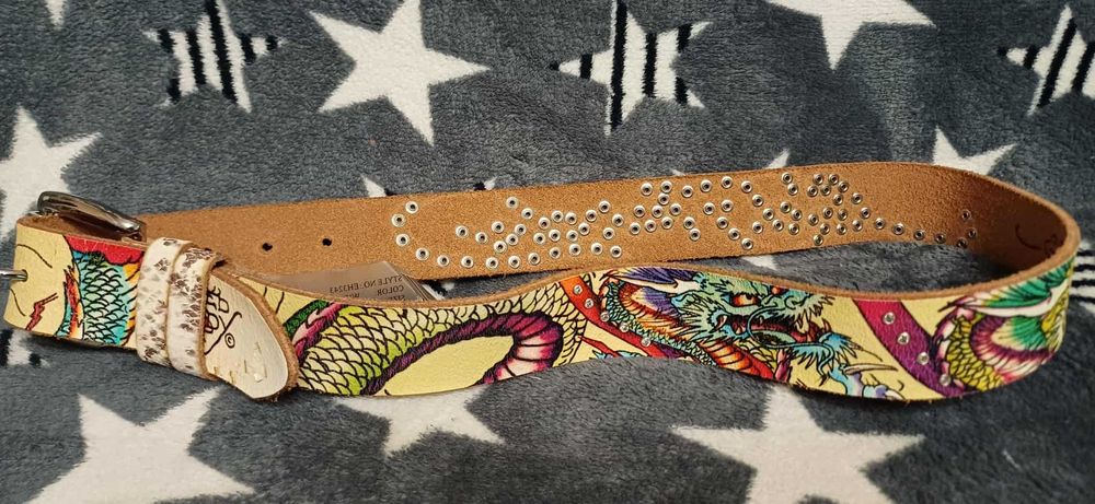 Ремінь шкіряний Ed Hardy by Christian Audigier. Ручна робота.