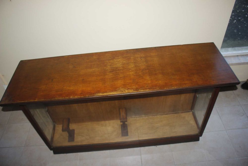 Balcão de Loja-Antigo madeira vidro portas de correr-Vitrine-Expositor