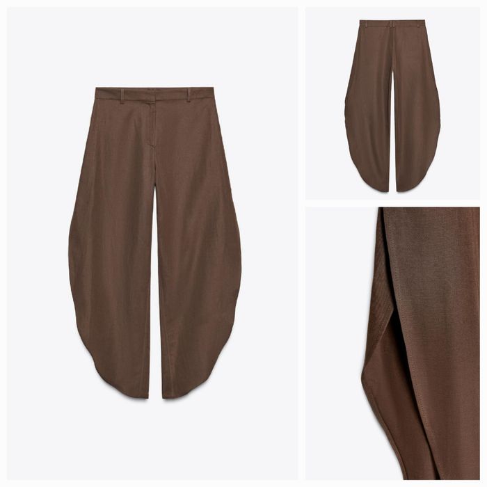 Круті бавовняно-лляні брюки Zara zw collection. Трендовий колір і фасон.