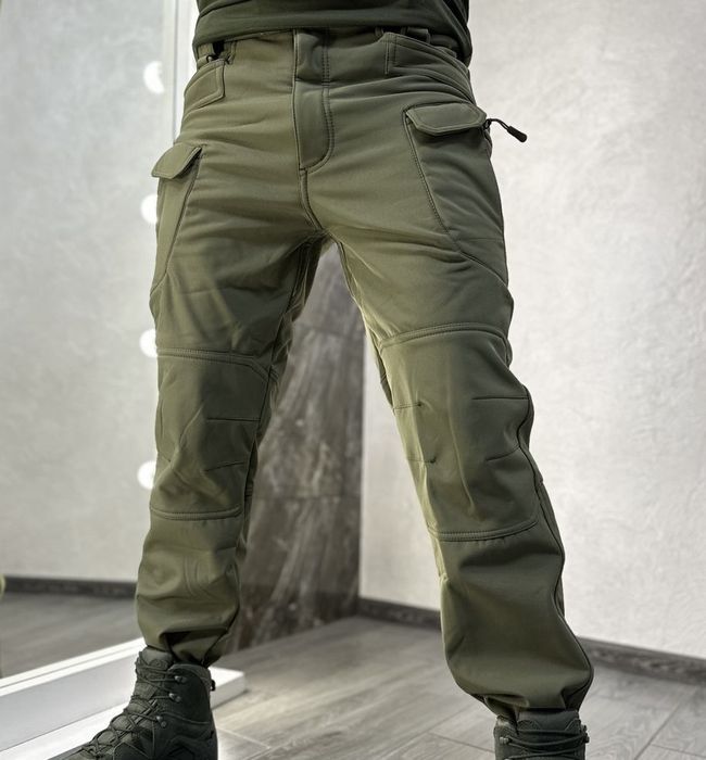 Зимние тактические штаны StarX Soft Shell | мембрана, флис, олива