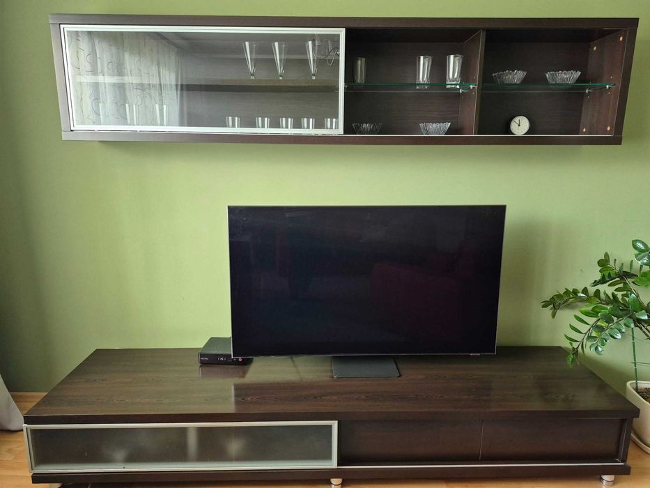Elegancki komplet mebli salon + jadalnia | Wenge / Ciemny Dąb | Stół, Krzesła, RTV