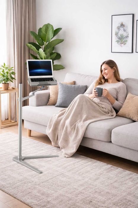 Stojak do laptopa, tableta i smartfona srebrny