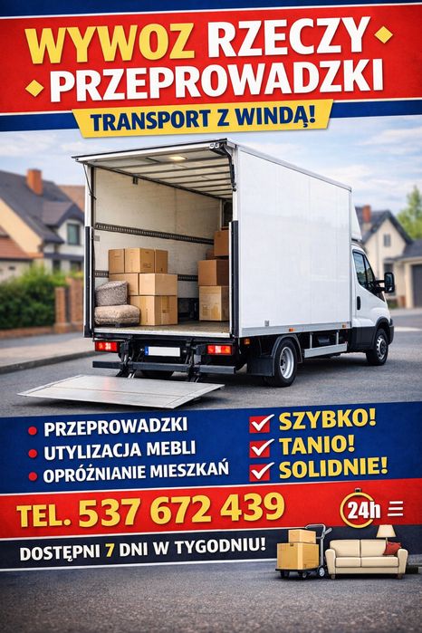 Transport z windą | Przeprowadzki | przewoz motocykli i Quad | Wywóz rzeczy | Solidnie i bezpiecznie