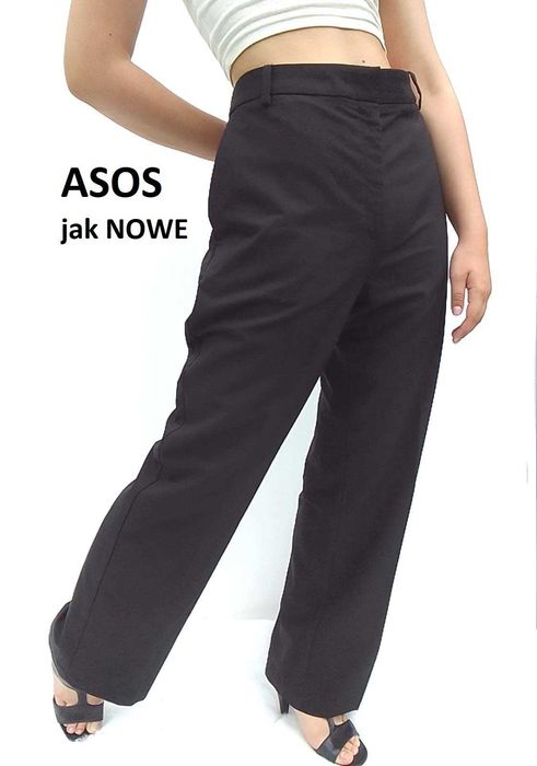 Asos jak nowe czarne spodnie szerokie nogawki wysoki stan 14 XL