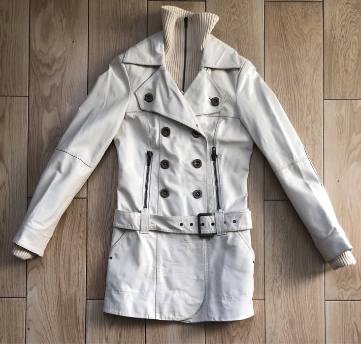 Biało-kremowa kurtka skórzana Vero Moda S