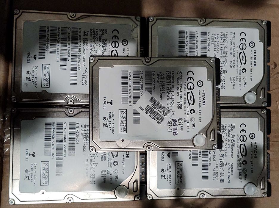 Ноутбучные 2.5'' диски Sata 80Гб в количестве 5шт