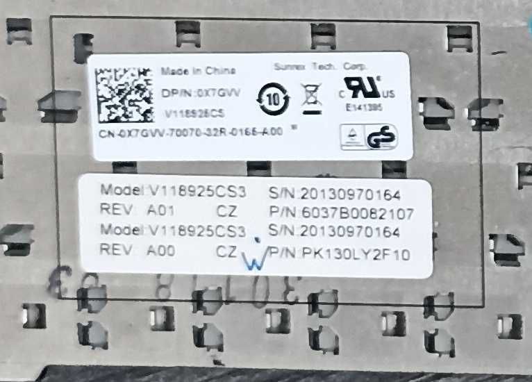 Клавиатура для ноутбука Dell Latitude E6430 E5420 E5430 E6220 E6320 E6330 E6420 E6440 (P/N 0X7GVV)