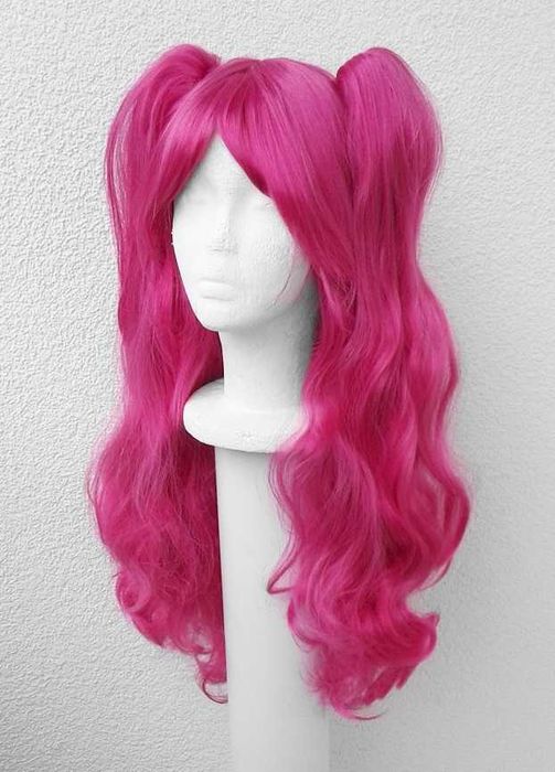 Pinkie Pie MLP różowa falowana peruka z kitką kitkami cosplay wig