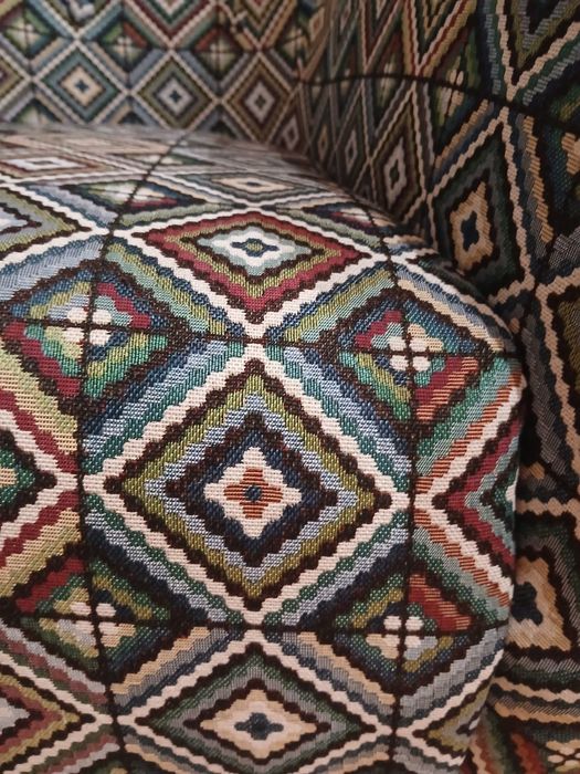 Fotel kolorowy szerokość 75 Lux tkanina romby azul  żakard tkany