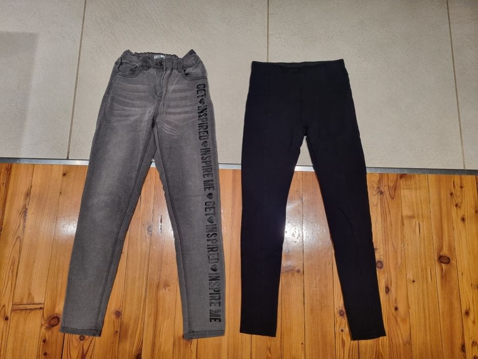 Zestaw 2szt NOWE spodnie 152 jeansy leginsy legginsy spodenki