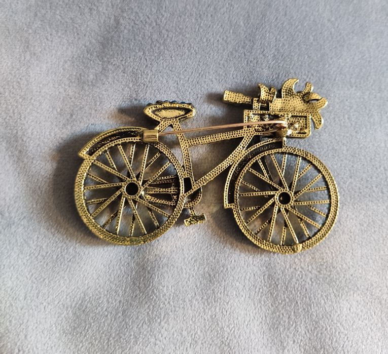Piękna duża broszka kolorowy rower nowa
