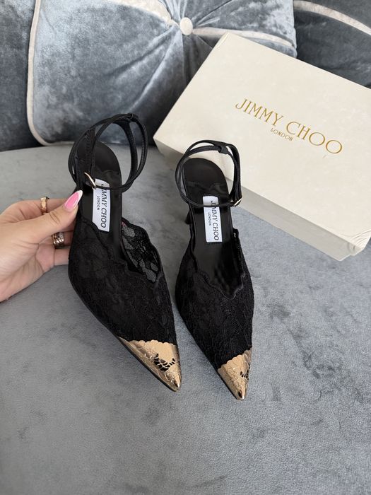 Женские черные туфли Jimmy Choo с кружевом