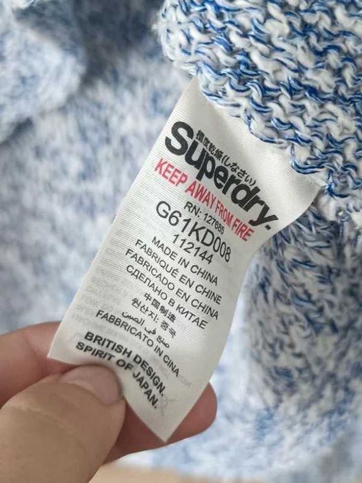 Sweter Damski Superdry S | Ażurowy Melanż Błękit | Bawełna