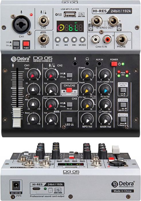 D Debra mikser audio 5-kanałowy bluetooth USB studio