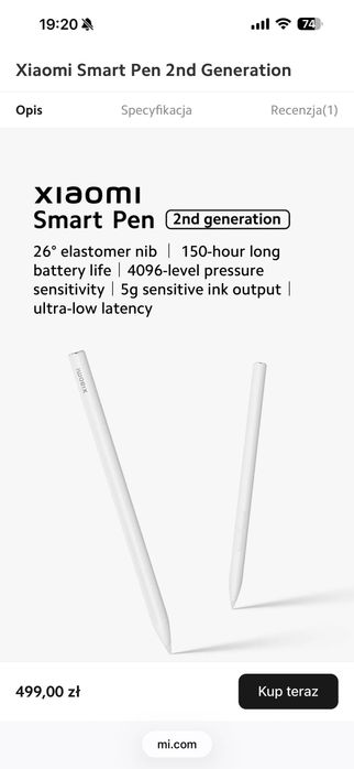 Rysik Xiaomi Smart Pen 2nd Gen/ Xiaomi Smart Pen 2nd Generation