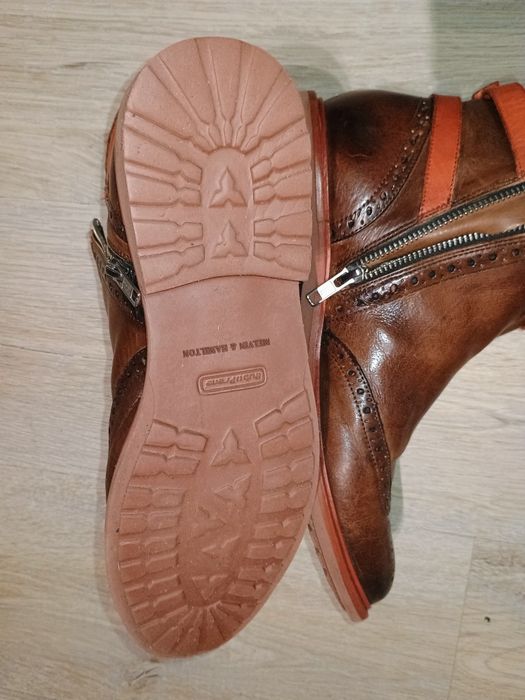 Botki brązowe z pomarańczą skóra naturalna Malvin&Hamilton 41 /27 cm