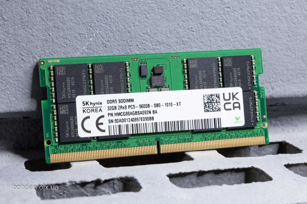Пам'ять 32GB SK hynix DDR5-5600 SODIMM HMCG88AGBSA092N HMCG88AGBSA095N