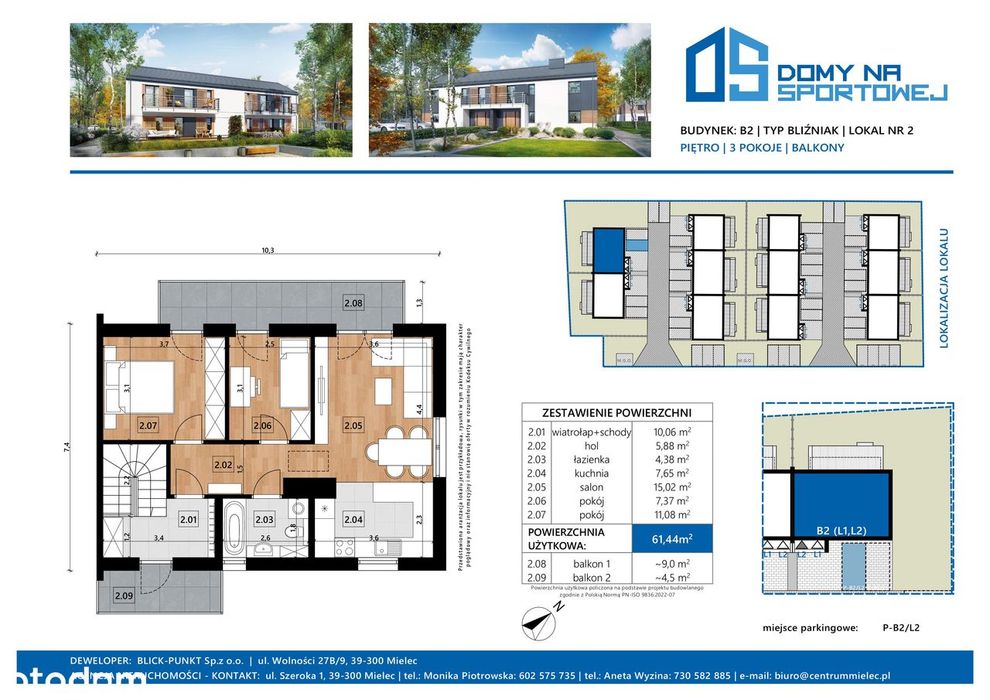 Już ostatni apartament pow. 62 m² na Sportowej w Mielcu - Więcej
