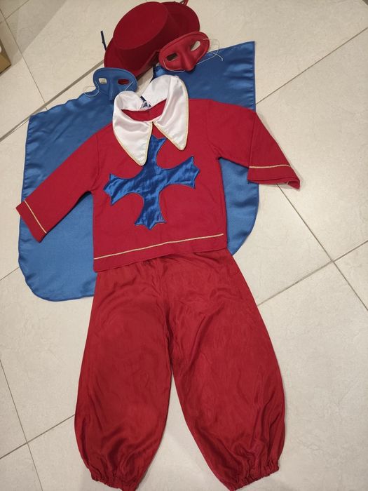 Fato carnaval criança 2/3 anos mosqueteiro
