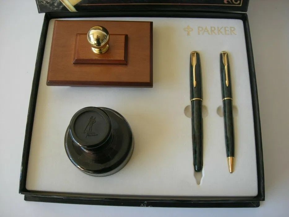 Conjunto Canetas Parker Sonnet Verde Marmoreado Aparo + Ballpoint