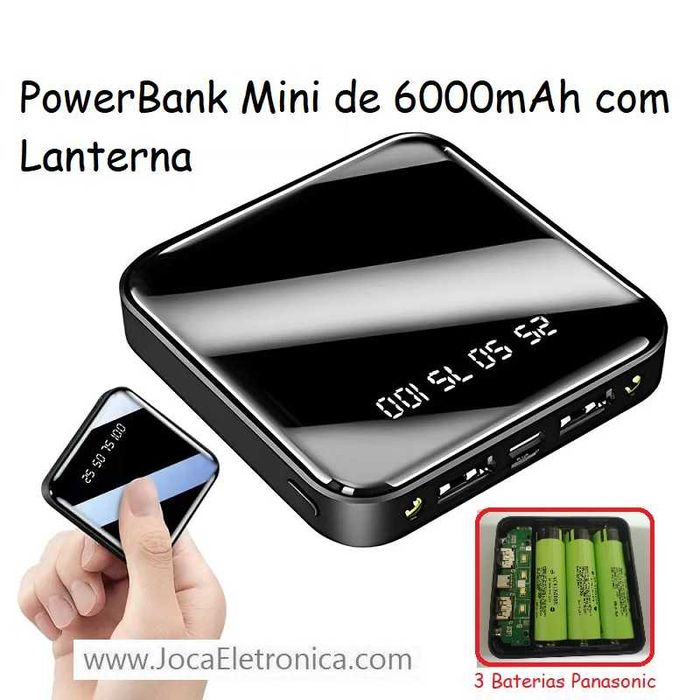 PowerBank Mini de 6000mAh com Lanterna NOVO