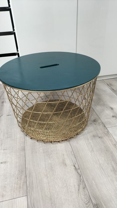 KVISTBRO, Stolik - kosz, złoty/butelkowo zielony, 61 cm