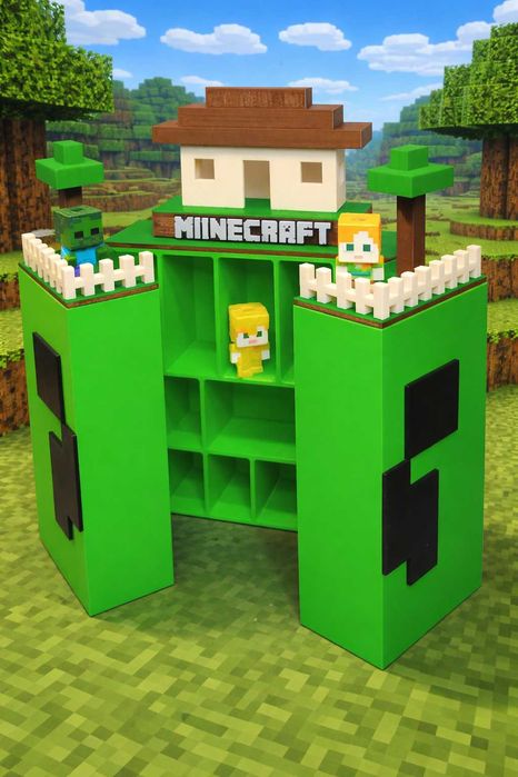 ПРЕМІУМ ‼️ Поличка будиночок для фігурок Minecraft Підставка для майнкрафт Стенд органайзер Маінкрафт