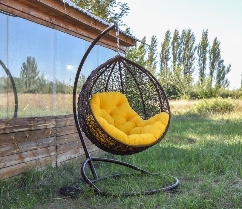 Подвесные металлические качели для дома и сада Кресло кокон из ротанга