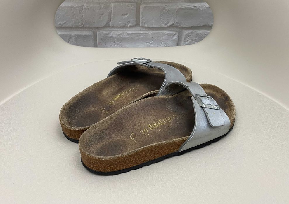 Klapki Damskie Birkenstock Madrid Silver Srebne Rozmiar 36