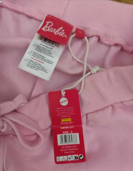 Nowe spodnie dresowe S 36 Barbie pudrowy róż bawełniane