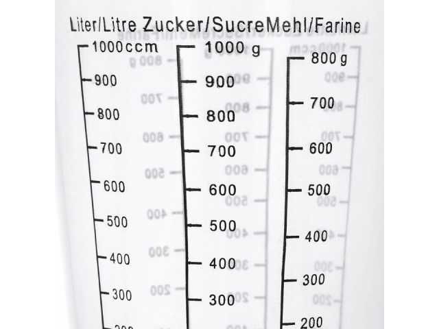 Dzbanek miarka kuchenna do mąki cukru wody 3 skale miernicze