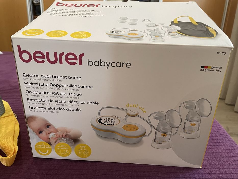 Bomba Tira-Leite Dupla BEURER elétrica e manual e todos acessórios