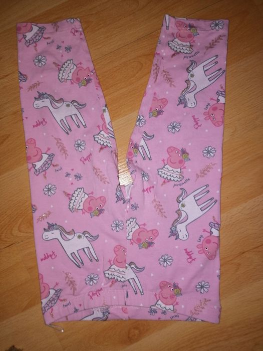 Legginsy getry brokatowe elementy Świnka PEPPA i jednorożec na 86-92cm