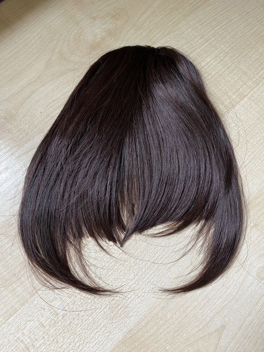 Полу парик , накладка топер для лопеції з чубчиком темний шоколад