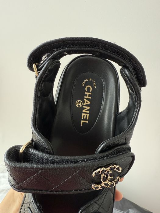 Босоніжки CHANEL black шкіра преміум